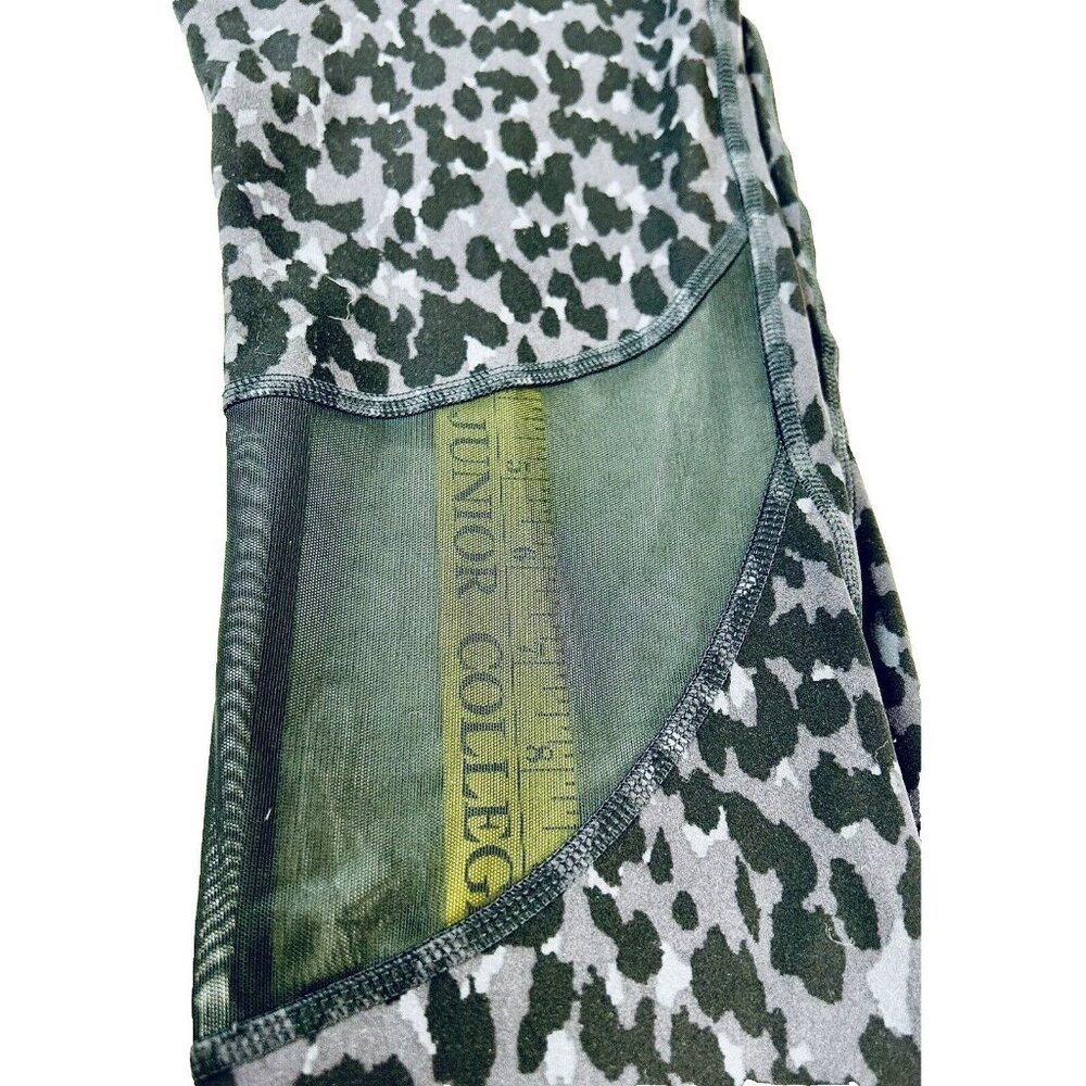 All In Motion Yoga Pants Mesh Legging Running Gray Black Leopard Print Cropped M